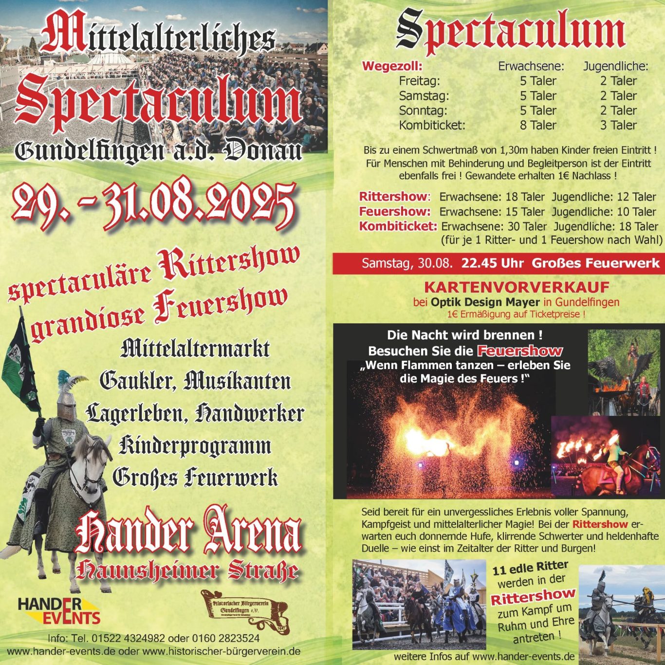 Ritterturnier Gundelfingen Spectaculum in der Handerarena